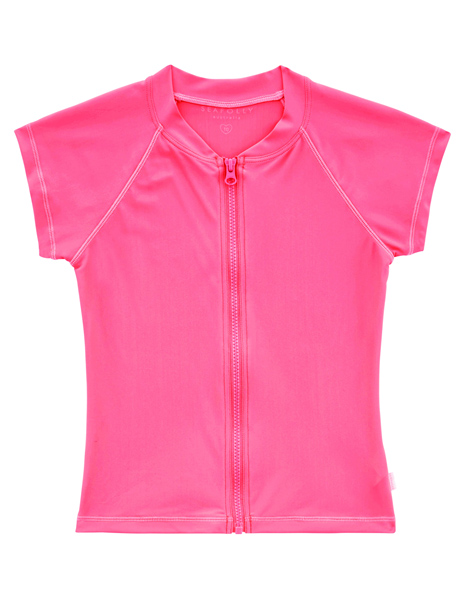 Seafolly Girls Summer Essential Short Sleeve Zip Front Rashie - 2 colour options