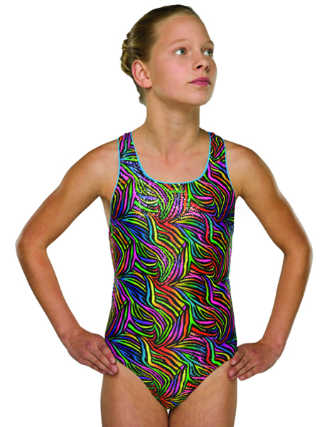 Maru Girls Neon Zebra Rave Back Swimsuit