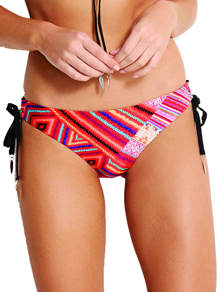 Seafolly Desert Tribe Loop Tie Side Hipster Bikini Pant - Flame