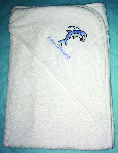 Hooded Baby Swimming Towel  - White/Blue