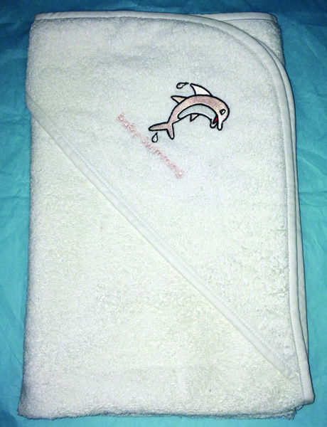 Hooded Baby Swimming Towel  - White/Pink