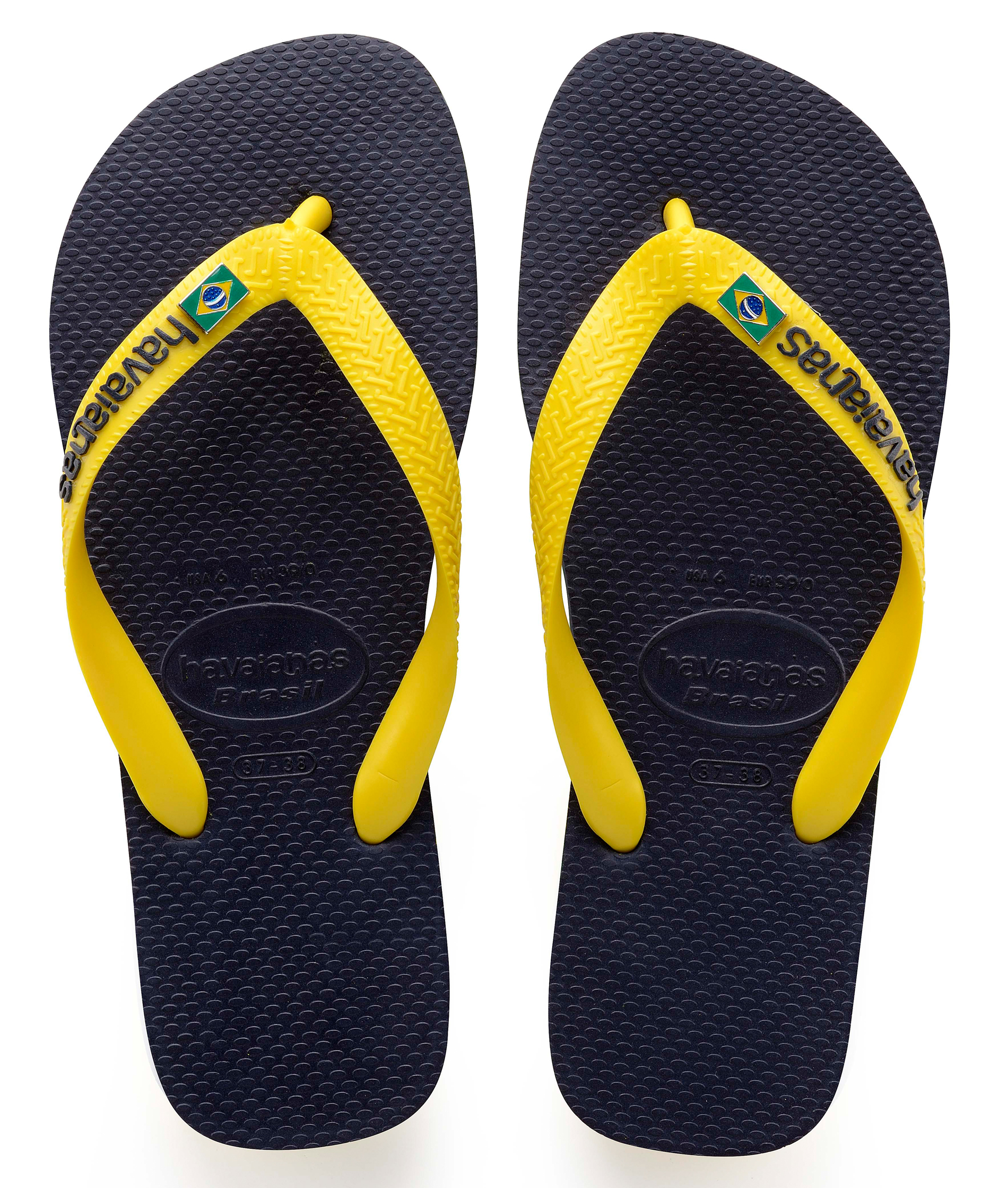 Havaianas Brasil Logo layered - Yellow/Navy Blue