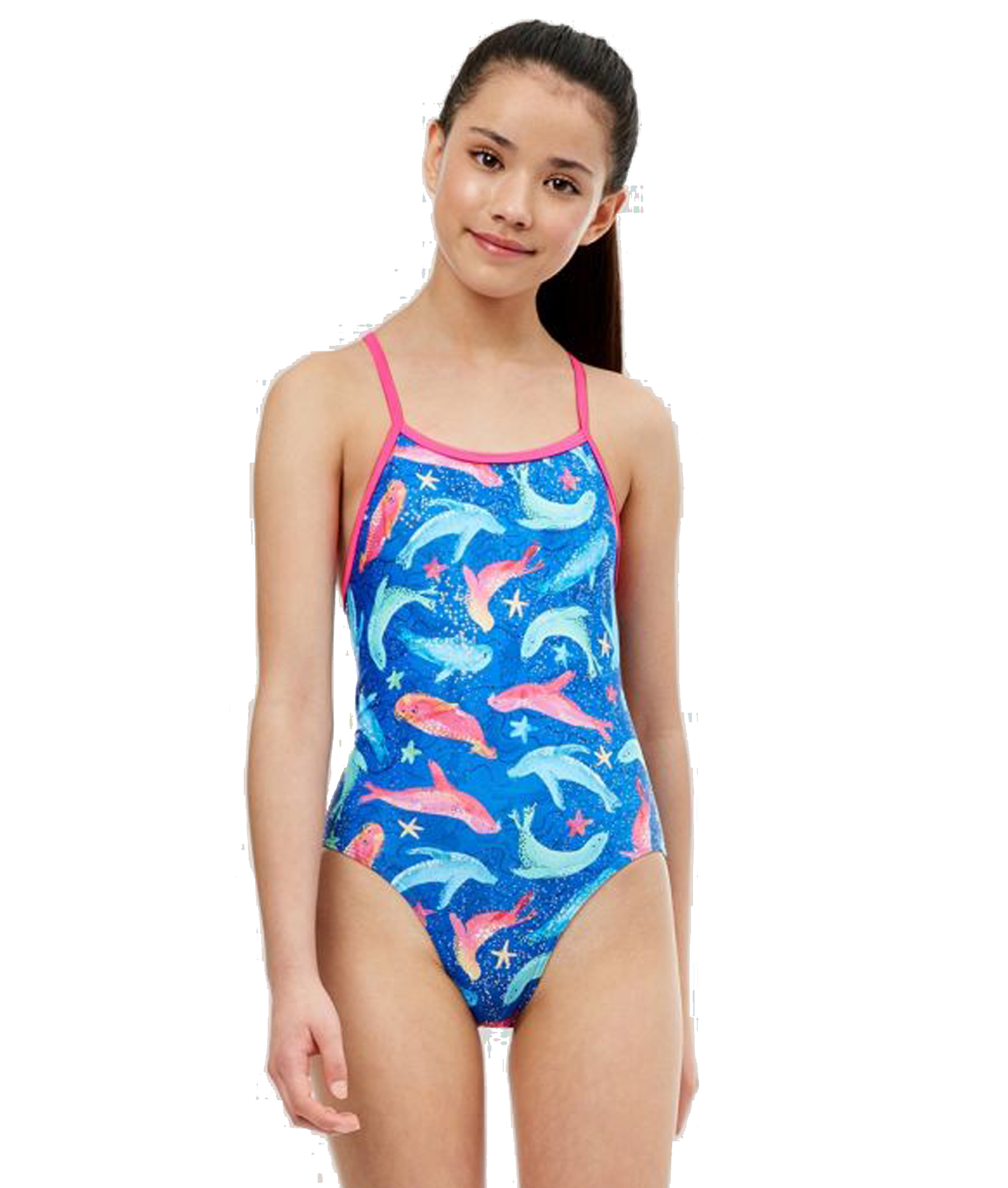 Maru Girls' Holiday Ecotech Panel Kneesuit Junior Swimming Costume 